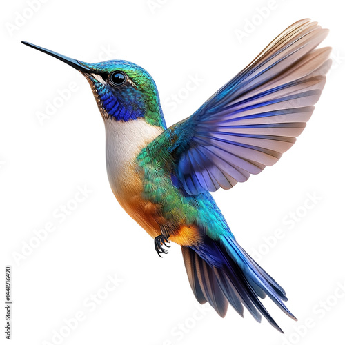 hummingbird in flight PNG isolated on transparent background
