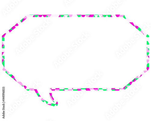 ステンドグラス風吹き出し　三角形模様　細長い八角形