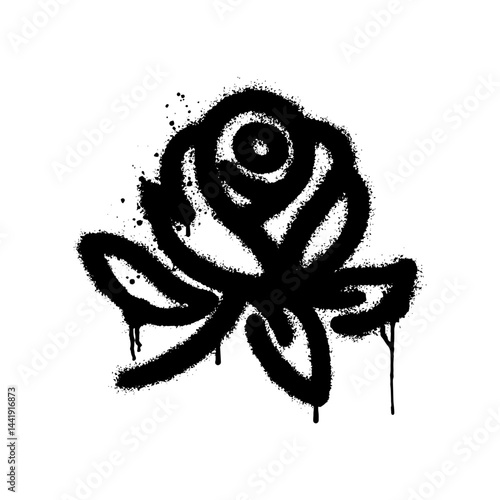 Black rose flower icon using graffiti art