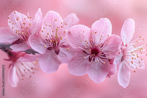 Springtime Blossom: Elegant Pink Cherry Blossoms for Floral Decor and Nature Art