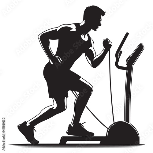 A singel parson  clear workout silhouette cardio workout, and Graphic, vector black color silhouette, 