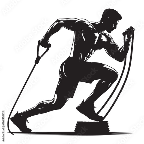 A singel parson  clear workout silhouette cardio workout, and Graphic, vector black color silhouette, 