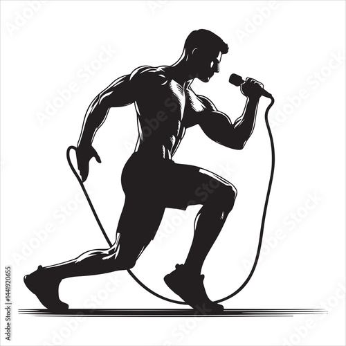A singel parson  clear workout silhouette cardio workout, and Graphic, vector black color silhouette, 