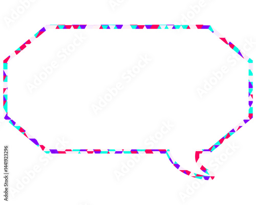 ステンドグラス風吹き出し　三角形模様　細長い八角形