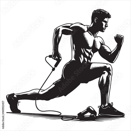 A singel parson  clear workout silhouette cardio workout, and Graphic, vector black color silhouette, 