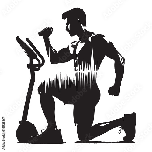 A singel parson  clear workout silhouette cardio workout, and Graphic, vector black color silhouette, 