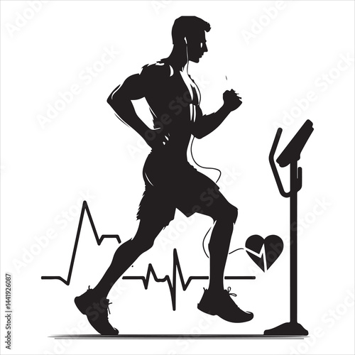 A singel parson  clear workout silhouette cardio workout, and Graphic, vector black color silhouette, 