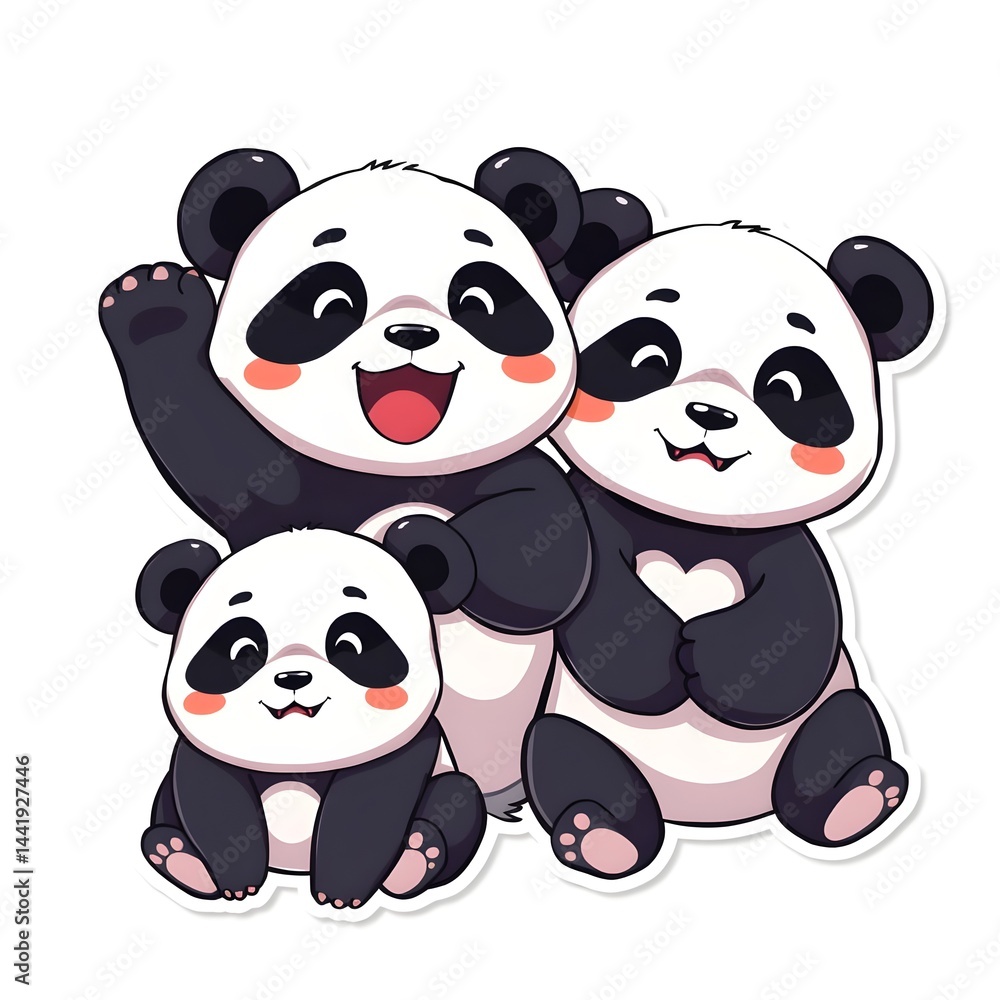 Naklejka premium funny panda family sticker