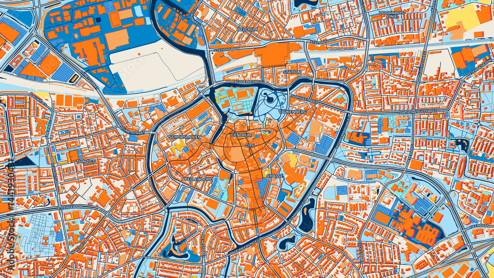 Colorful Breda Street Map with Labels and Buildings Colorful Breda Street Map with Labels and Buildings