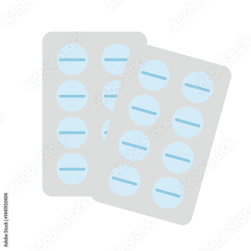 シンプルな錠剤シートのベクターイラスト：医療、健康 - Simple Tablet Sheet Vector Illustration: Medical, Health