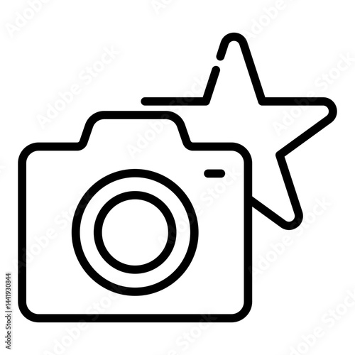 Camera with star icon for photography and favorite memories	
