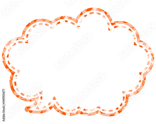 ステンドグラス風吹き出し　三角形模様　丸みのある雲形