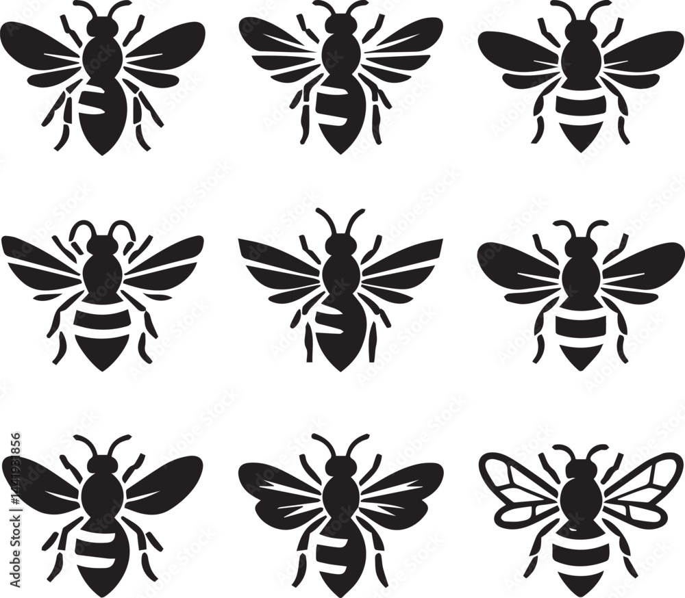Honey Bee Array: An illustrated array of honey bees showcases intricate designs and details, perfect for various applications related to nature, environment, and design. Honey Bee Array: An illustrated array of honey bees showcases intricate designs and details, perfect for various applications related to nature, environment, and design.