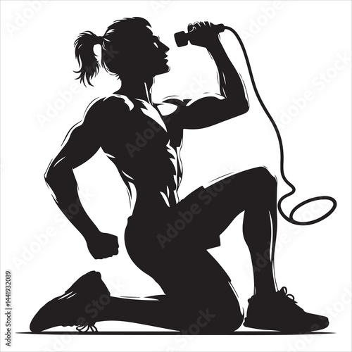 A singel parson  clear workout silhouette cardio workout, and Graphic, vector black color silhouette, 
