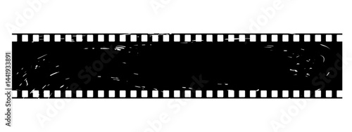 Retro film strip with grunge texture. Design element for videography and cinema reel. Recording tape for photo and videos for camera. Old film tape of 35mm.