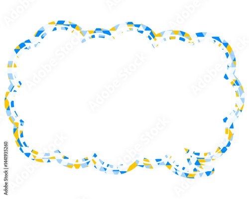 ステンドグラス風吹き出し　三角形模様　細長い雲形