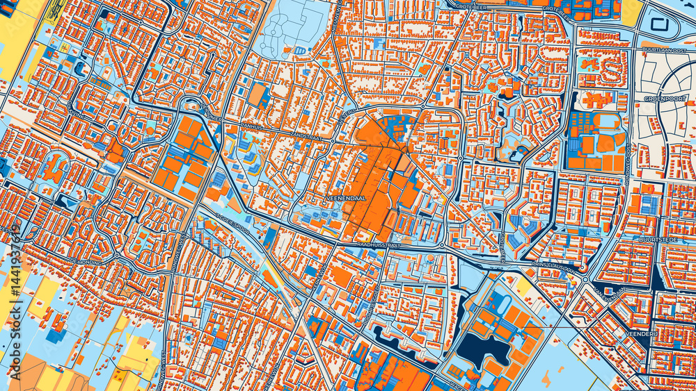 Colorful Veenendaal Street Map with Labels and Buildings Colorful Veenendaal Street Map with Labels and Buildings