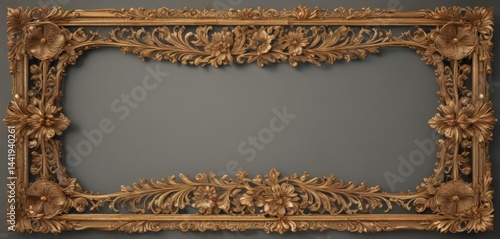 Intricate gold filigree scroll frame with vintage floral details , detail, vintage