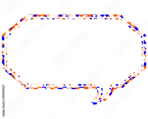 ステンドグラス風吹き出し　三角形模様　細長い八角形