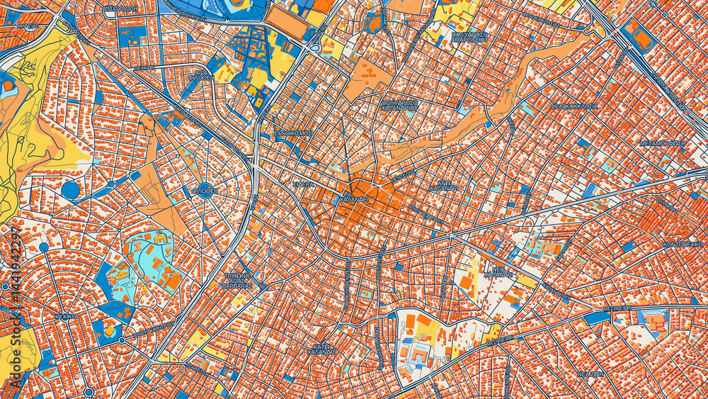 Fototapeta premium Colorful Chalandri Street Map with Labels and Buildings