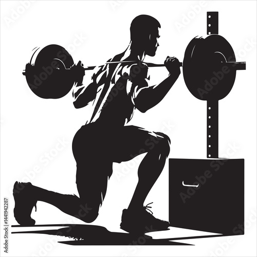 A singel parson  clear workout silhouette weightlifting, and Graphic, vector black color silhouette 