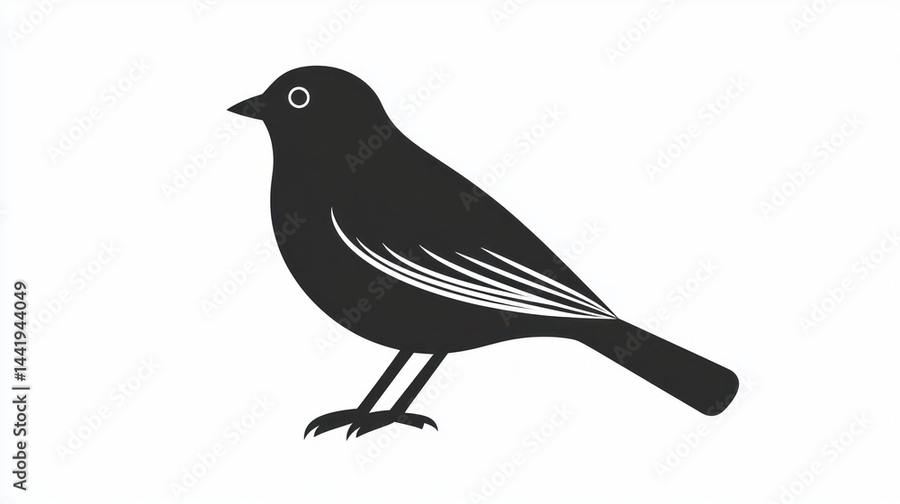 Fototapeta premium A simple, flat-style bird icon in monochrome, set against white