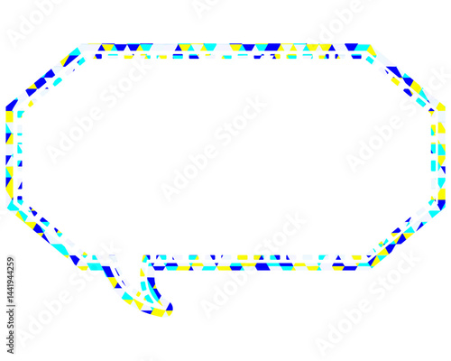 ステンドグラス風吹き出し　三角形模様　細長い八角形