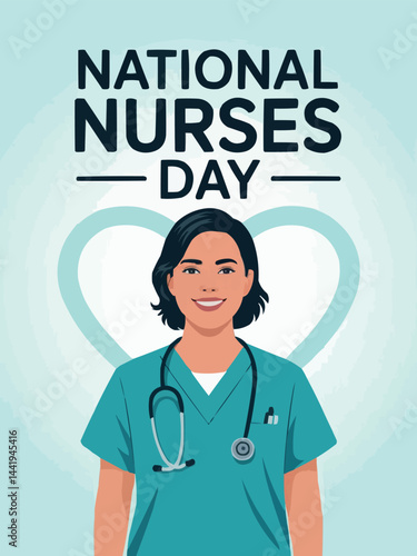 National Nurses Day Appreciation Poster - Female Nurse Illustration