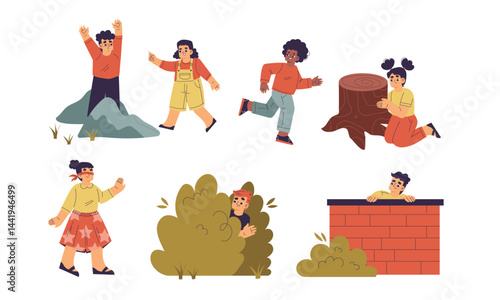 Dynamic and Playful Scenes Depicting Children Having Fun in Nature and Exploring the Outdoors