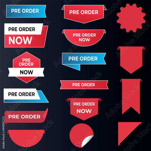 Pre Order Badges Collection, Sale Stickers, Promotional Labels Design.