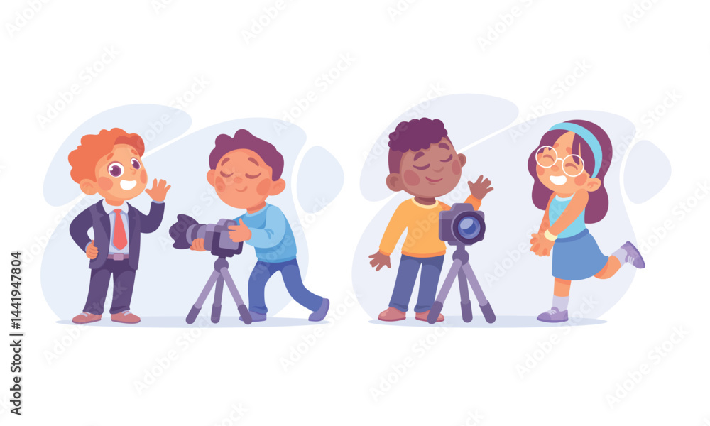 Children Engaging in Experiments and Play with Various Photography Equipment and Gear Children Engaging in Experiments and Play with Various Photography Equipment and Gear