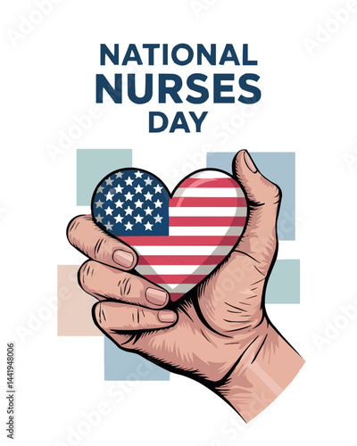 National Nurses Day USA Hand Holding Heart Illustration Design