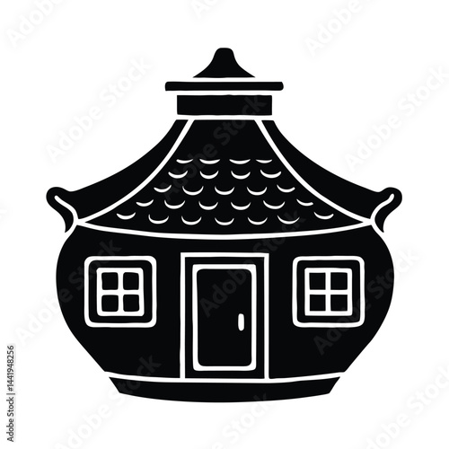 tang style pottery house with green glaze