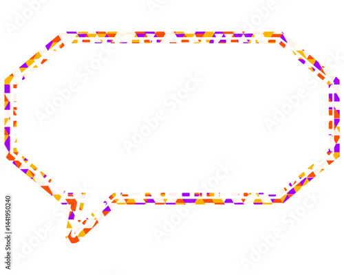 ステンドグラス風吹き出し　三角形模様　細長い八角形