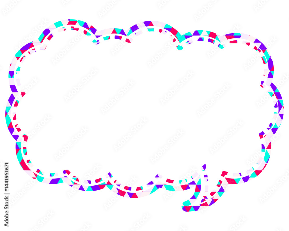 Fototapeta premium ステンドグラス風吹き出し 三角形模様 細長い雲形