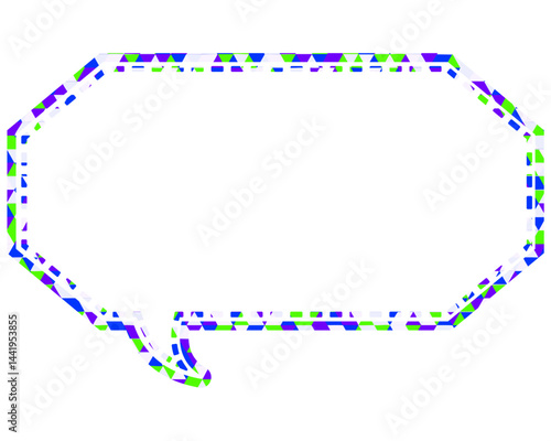 ステンドグラス風吹き出し　三角形模様　細長い八角形