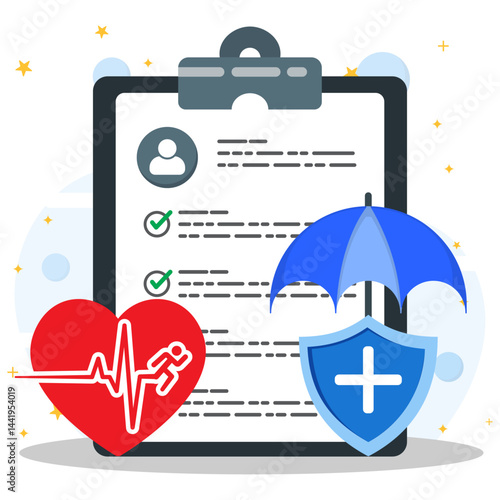 Health insurance concept. Healthcare medicine, protection, umbrella. Healthcare for patient on budget and medical savings plan.