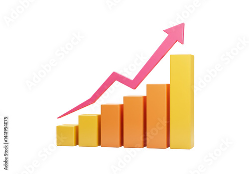 Free Download Graphical representation of an upward trending bar chart with arrow isolated on transparent background - GFXLoad
