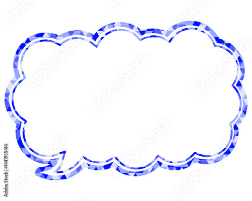 ステンドグラス風吹き出し　三角形模様　細長い雲形