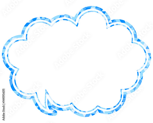 ステンドグラス風吹き出し　三角形模様　丸みのある雲形