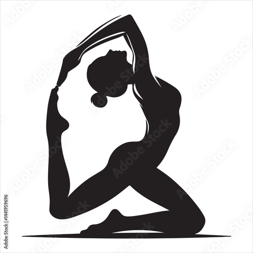A singel parson  clear workout silhouette yoga pose, and Graphic, vector black color silhouette 