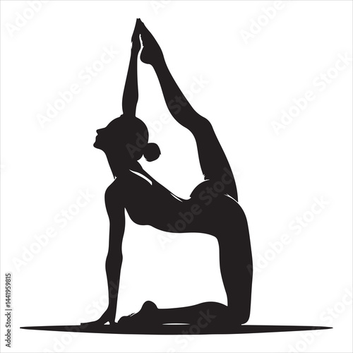 A singel parson  clear workout silhouette yoga pose, and Graphic, vector black color silhouette 