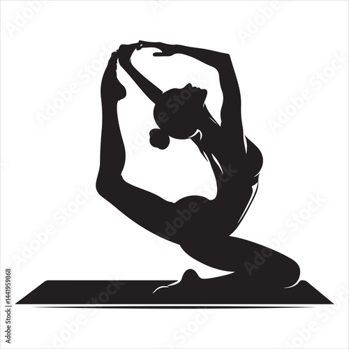 A singel parson  clear workout silhouette yoga pose, and Graphic, vector black color silhouette 