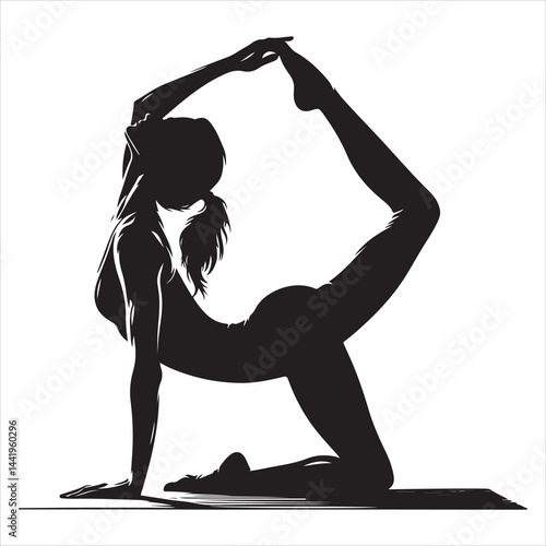 A singel parson  clear workout silhouette yoga pose, and Graphic, vector black color silhouette 