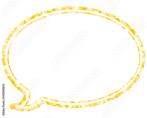 ステンドグラス風吹き出し　三角形模様　丸形