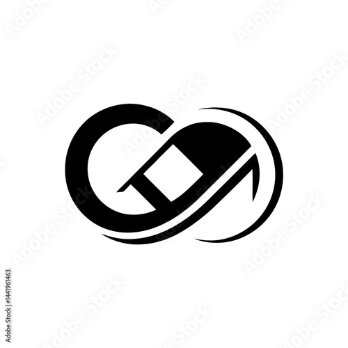 Real Estate Logo with Infinity Loop Transparent Background Bold Modern Design Featuring House Shape in Black and Gold Vector Format Editable Layers for Branding