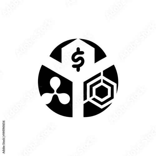 Abstract Crypto Logo Transparent Background Nest Icon and Digital Coin Symbol Gradient Orange and Dark Blue Fintech Blockchain Concept Minimal Vector Design