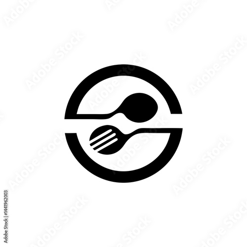 Vibrant Delivery Logo Transparent Background Abstract Loop Fork and Spoon Design Modern Flat Style Scalable Vector Format for Food App Service Branding