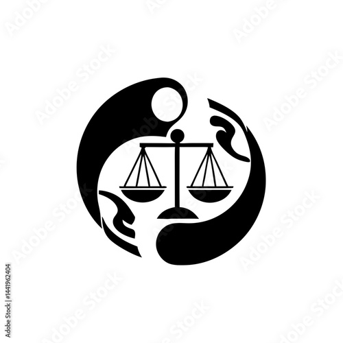 Navy Silver Legal Logo Transparent Background Minimal Scales of Justice Circle Emblem Clean Serif Typography Law and Consulting Brand Identity Vector
