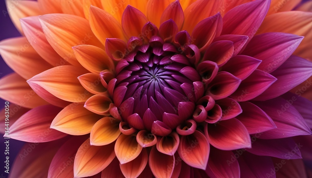 Obraz premium A captivating close-up photograph showcasing a beautifully colored dahlia flower in full bloom.